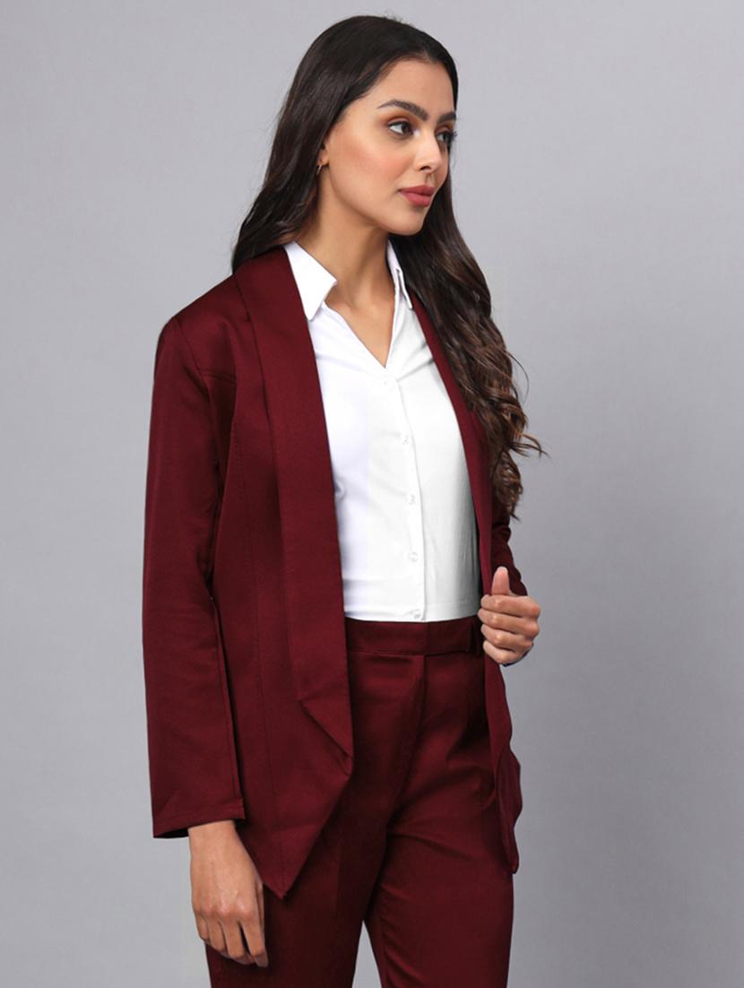 women solid long sleeves formal blazer - 21740831 - Standard Image - 2