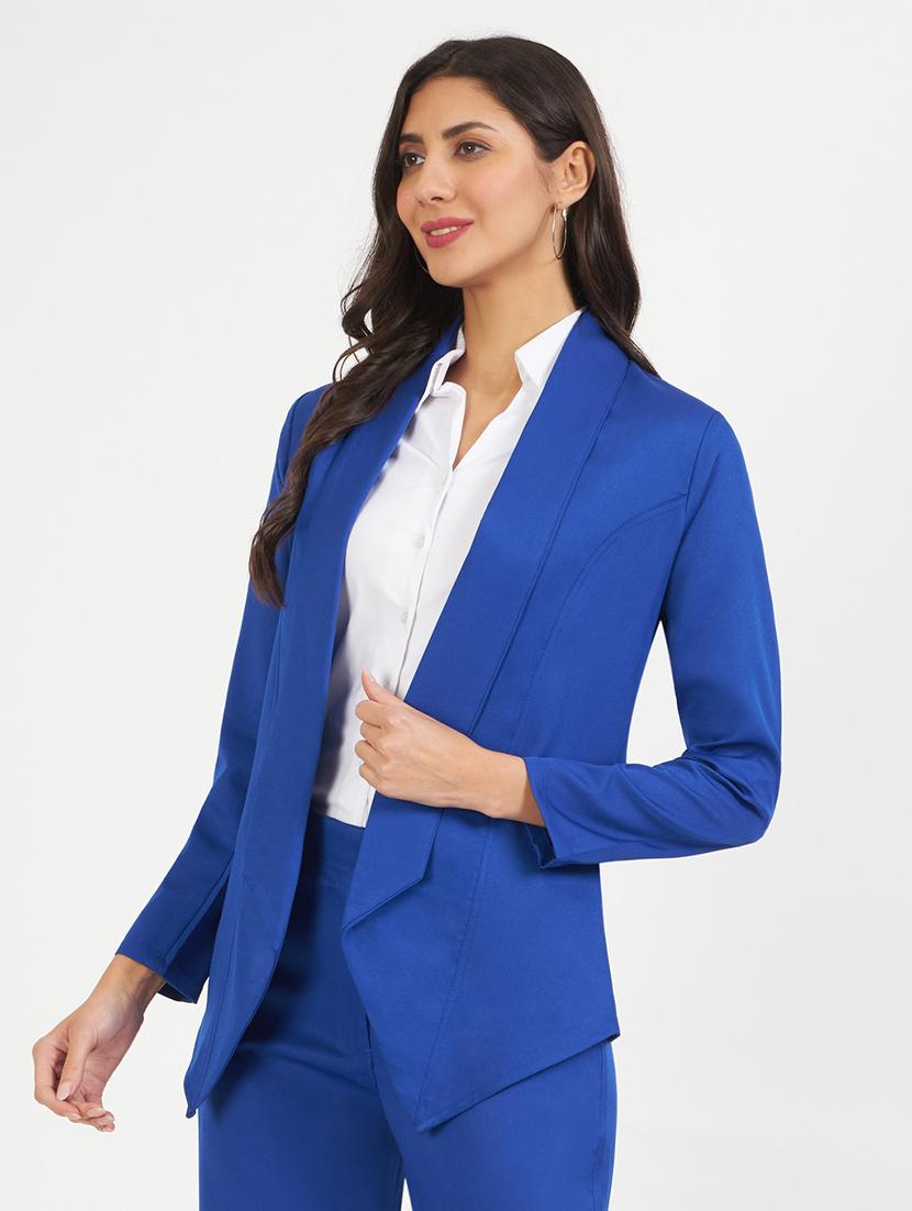 women solid long sleeves formal blazer - 21740832 - Standard Image - 2