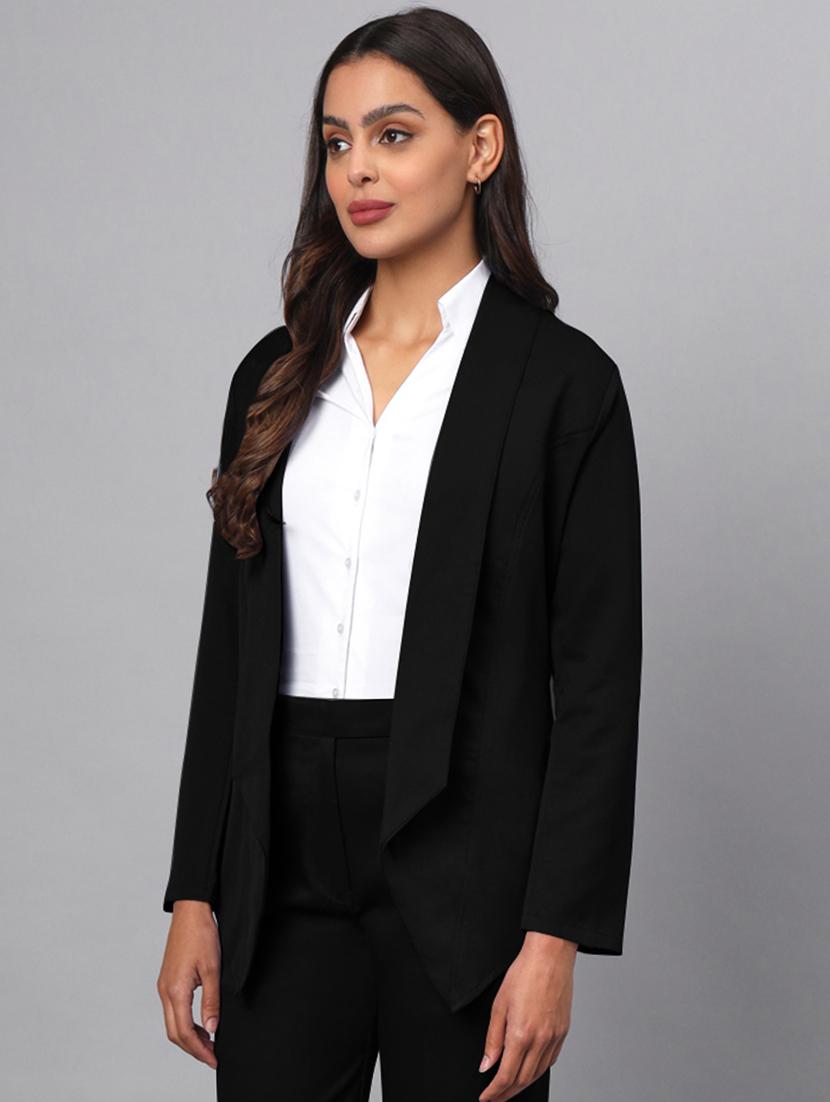 women solid long sleeves formal blazer - 21740833 - Standard Image - 2