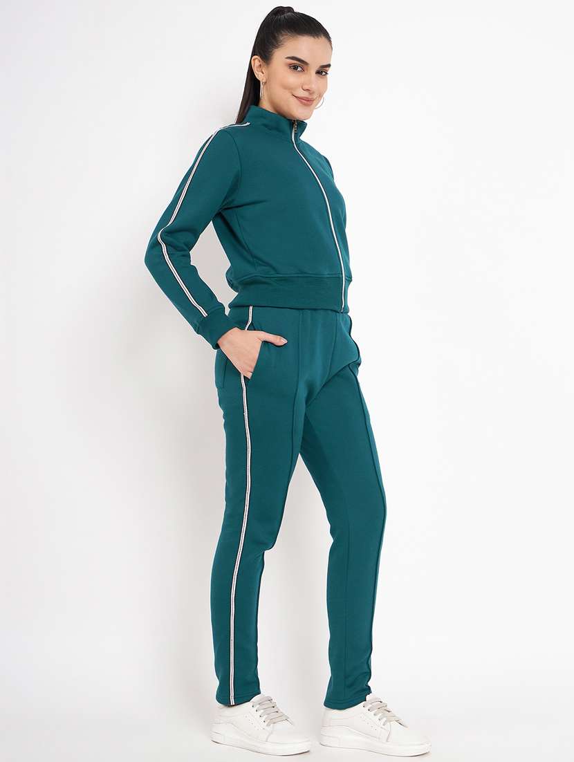women solid long sleeves active wear co-ord set - 21740835 - Standard Image - 2