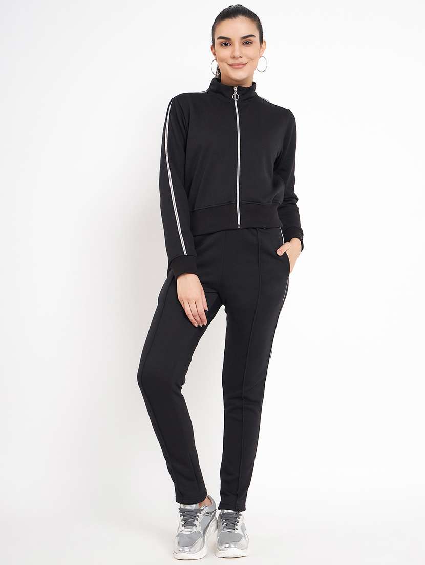 women solid long sleeves active wear co-ord set