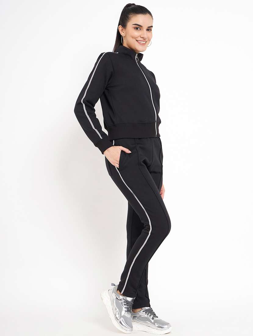 women solid long sleeves active wear co-ord set - 21740841 - Standard Image - 2