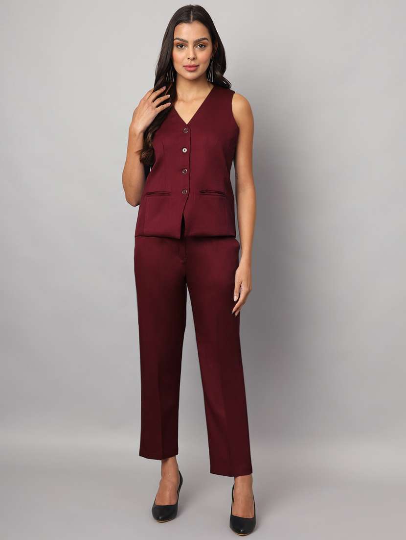 women solid vest top and trouser co-ord set - 21740844 -  Standard Image - 2