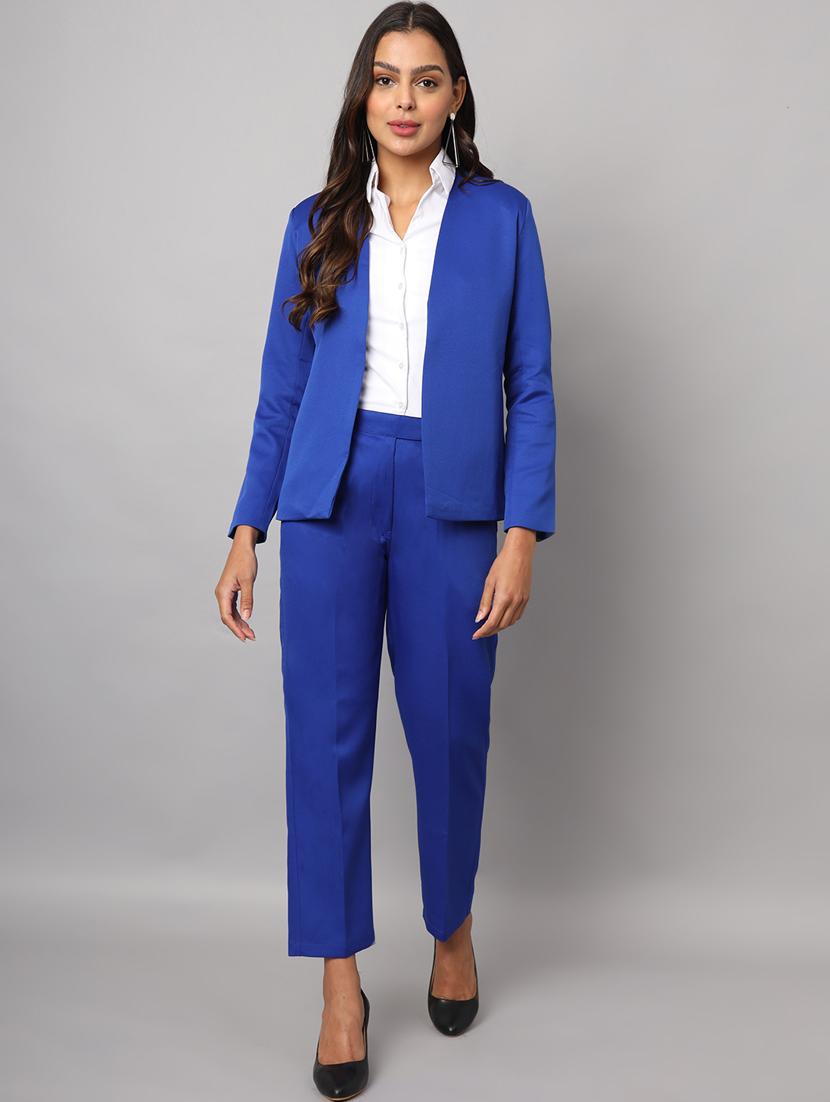 women solid blazer and trouser co-ord set - 21740849 - Zoom Image - 0