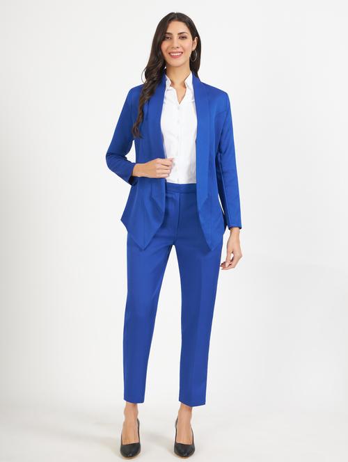 women solid blazer and trouser co-ord set - 21740853 - Standard Image - 0