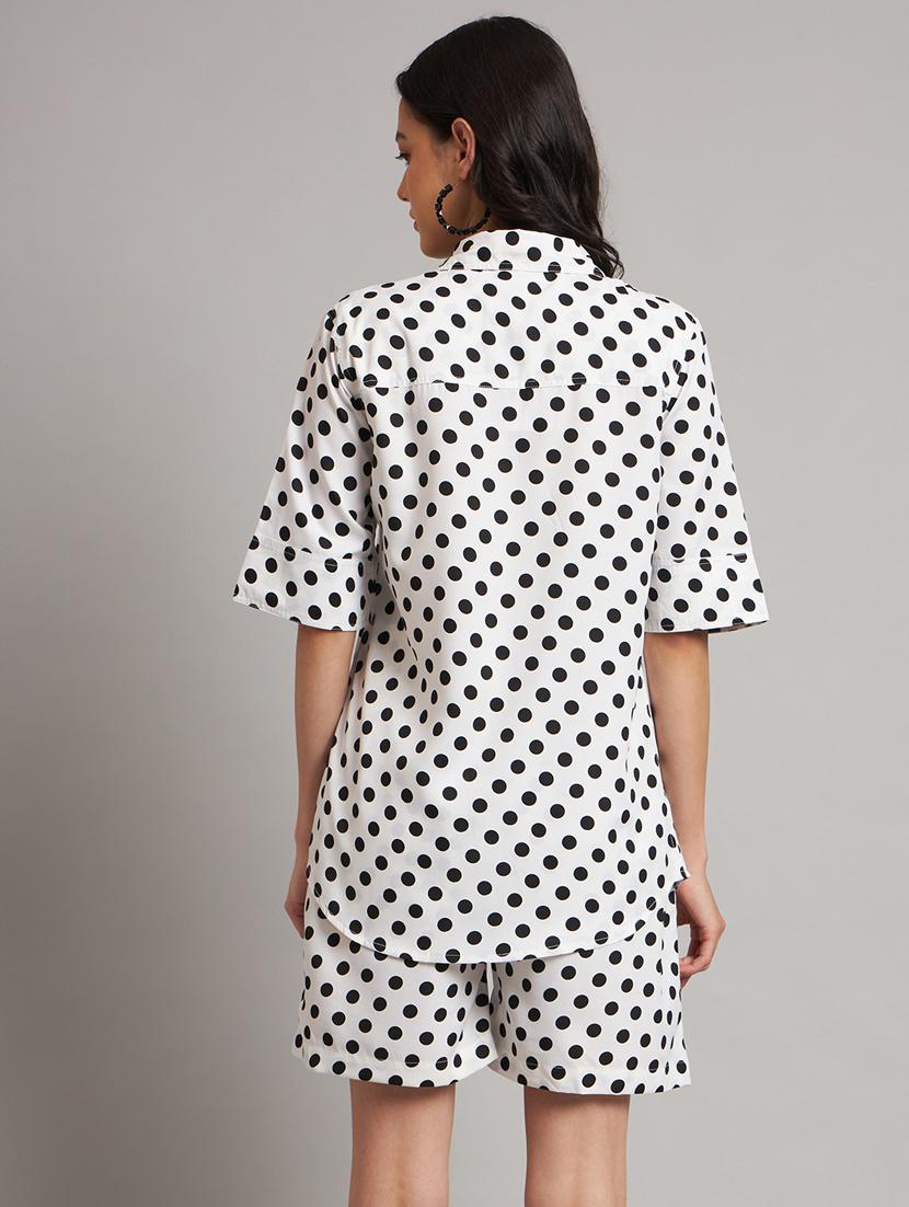 women polka doted shirt and shorts co-ord set - 21740855 - Standard Image - 2