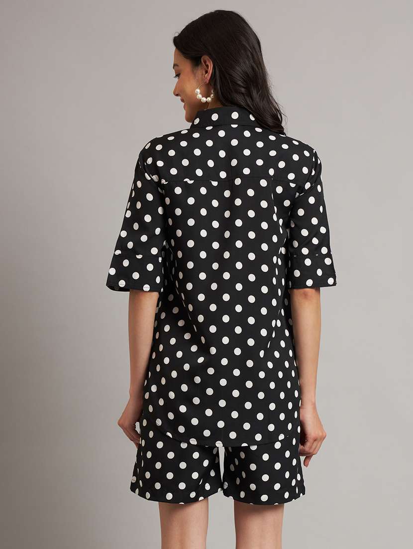 women polka doted shirt and shorts co-ord set - 21740860 -  Standard Image - 2