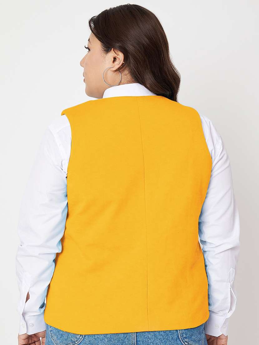 women plus size solid sleeveless waist coat - 21740870 -  Standard Image - 2