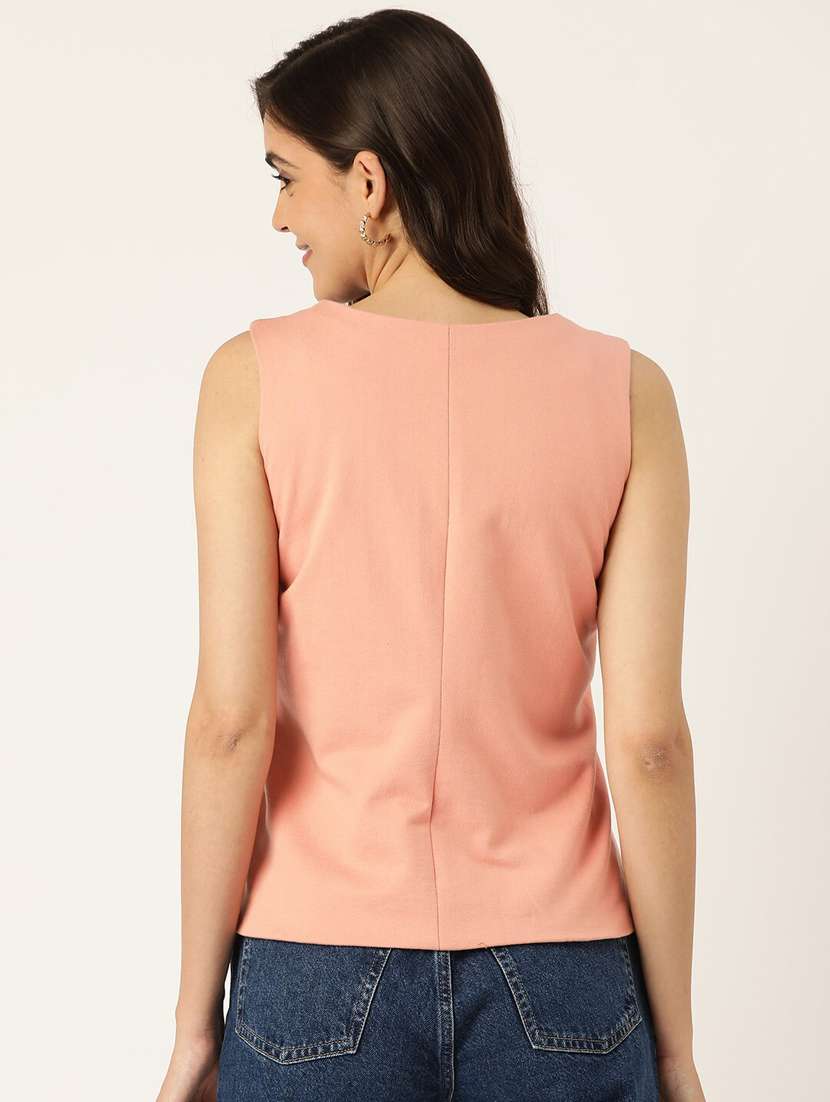 women solid sleeveless waist coat - 21740902 - Standard Image - 2