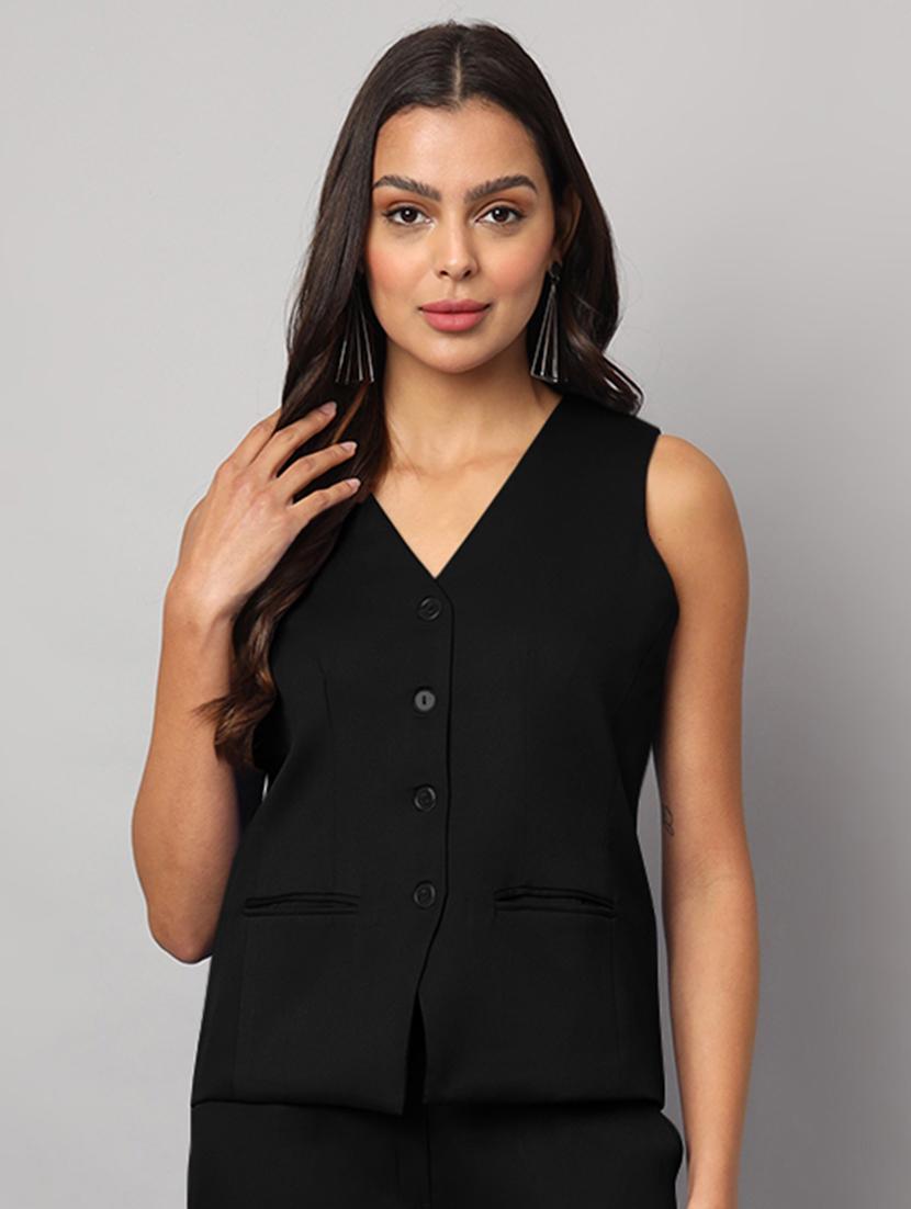 black polyester waist coat - 21740918 - Zoom Image - 0