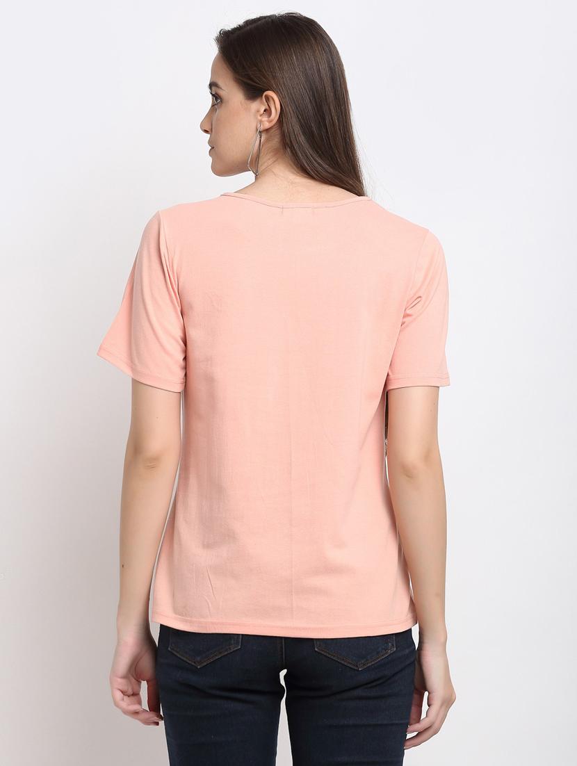 women solid short sleeves regular t-shirt - 21740919 - Standard Image - 2