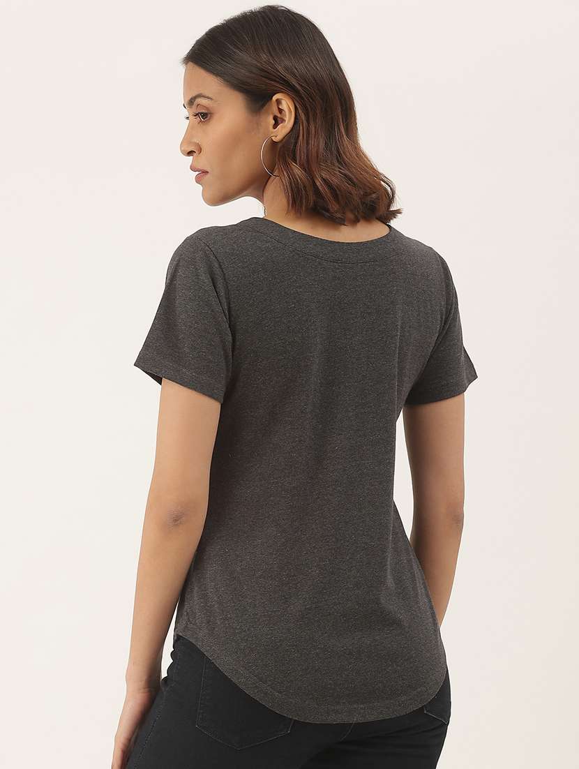 women solid short sleeves regular t-shirt - 21740930 -  Standard Image - 2