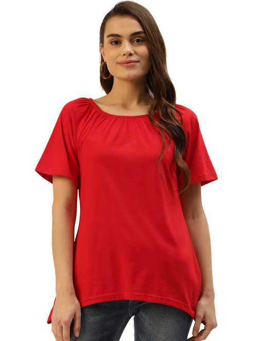 women solid short sleeves regular t-shirt - 21740933 -  Standard Image - 0