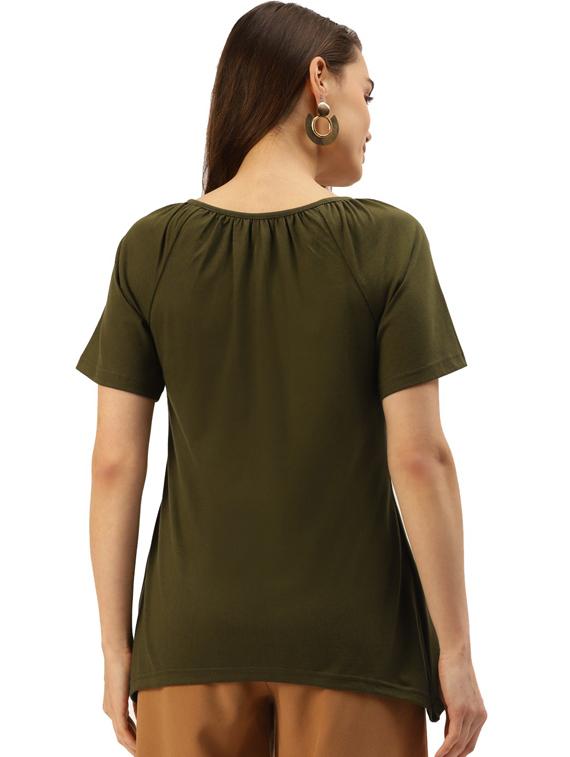 women solid short sleeves regular t-shirt - 21740935 - Standard Image - 2