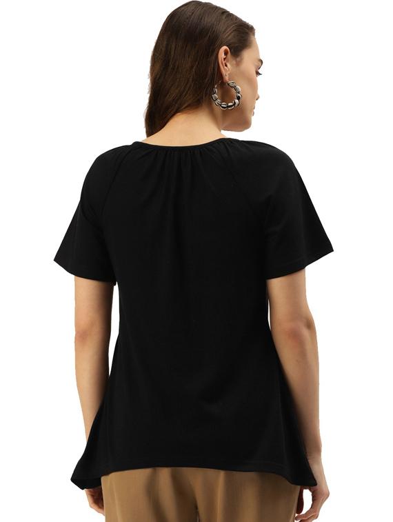 women solid short sleeves regular t-shirt - 21740938 - Standard Image - 2