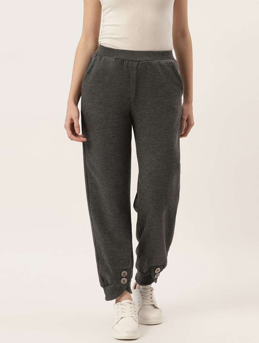 women solid mid rise jogger