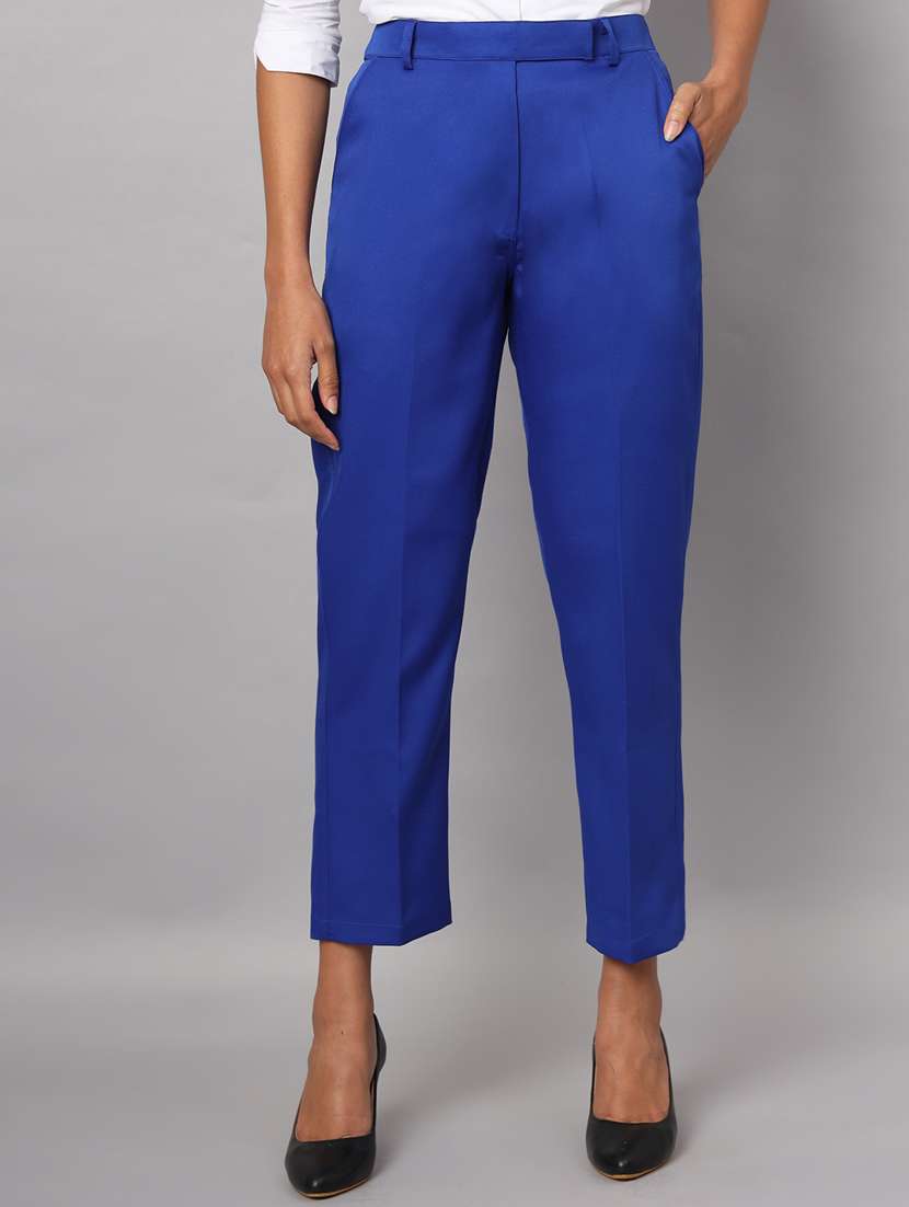 women solid high rise cigarette pant - 21740965 -  Zoom Image - 0