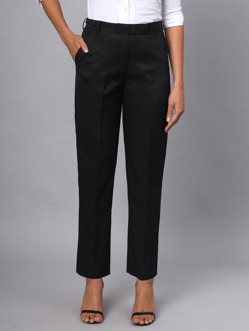 women solid high rise cigarette pants - 21740966 -  Standard Image - 0
