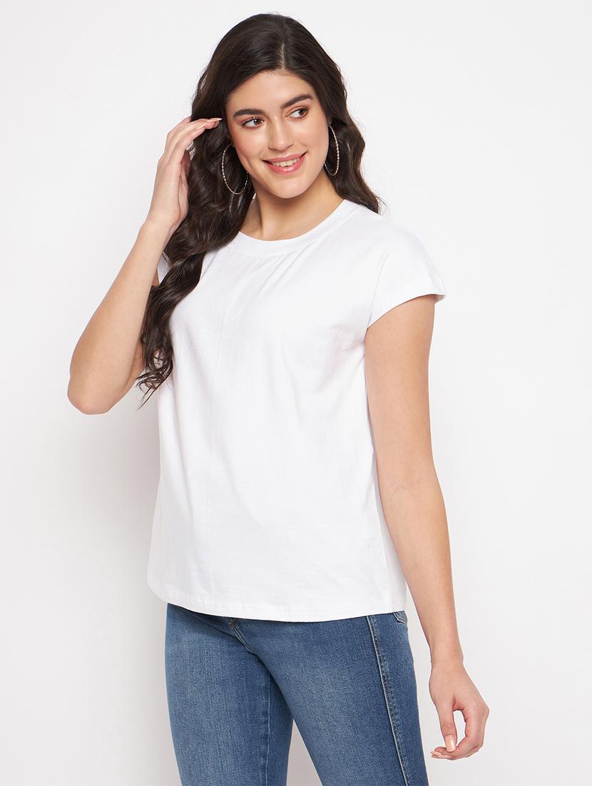 women solid short sleeve top - 21741028 - Zoom Image - 0