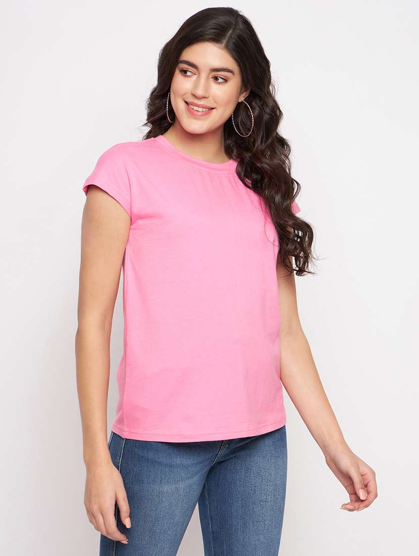 women solid short sleeve top - 21741029 - Standard Image - 2