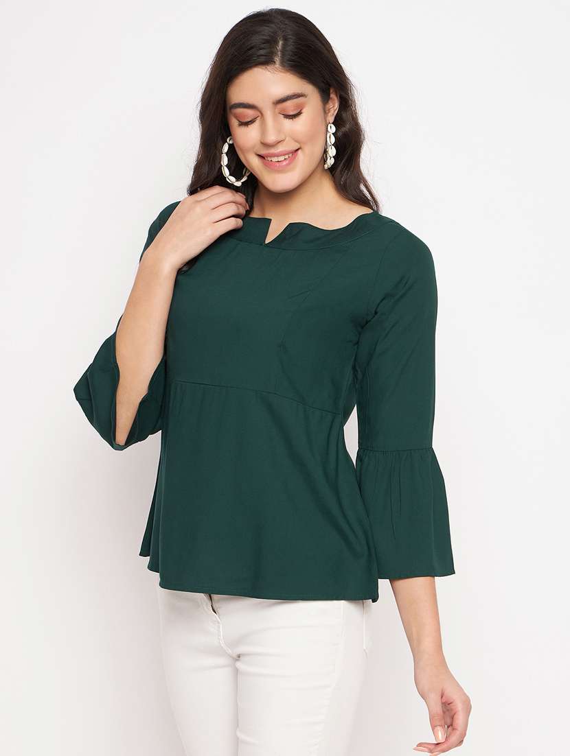 green cotton blend regular top - 21741047 -  Standard Image - 2
