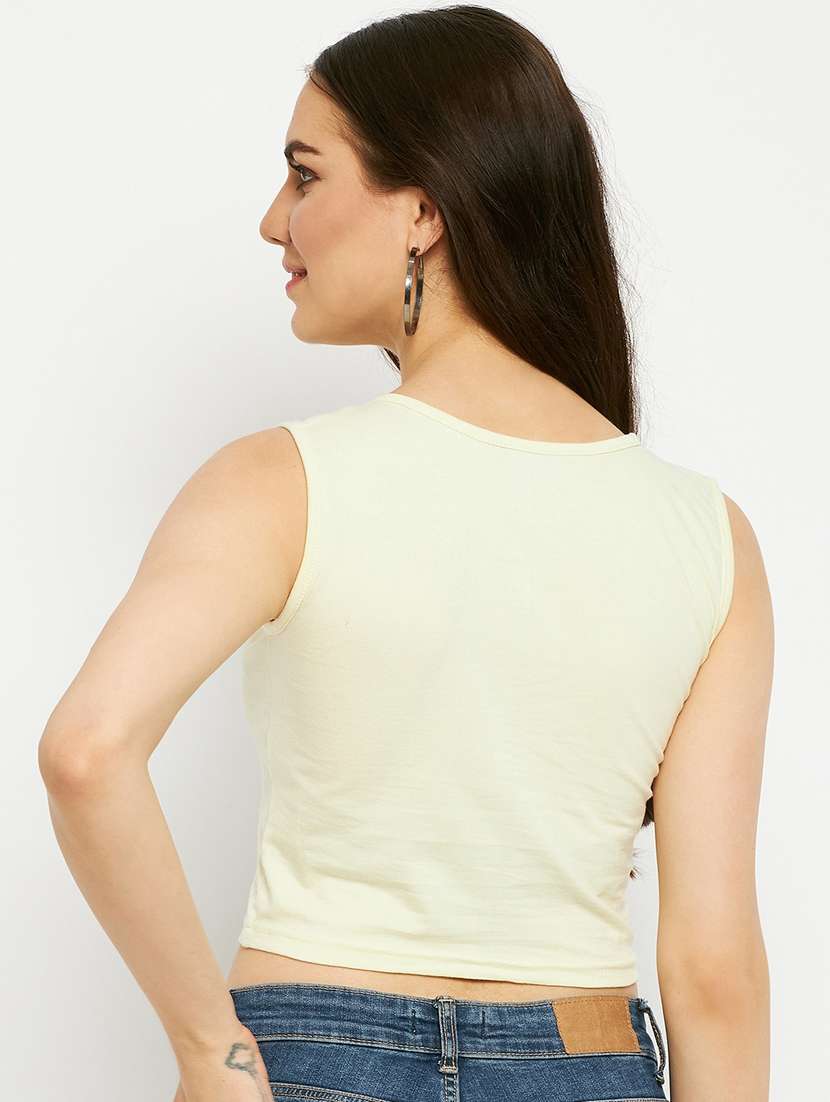 women solid sleeveless crop top - 21741071 -  Standard Image - 2