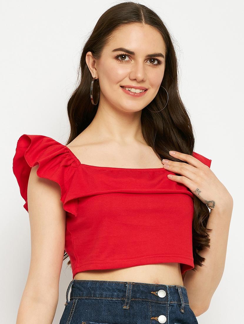 women solid sleeveless crop top - 21741075 - Standard Image - 2