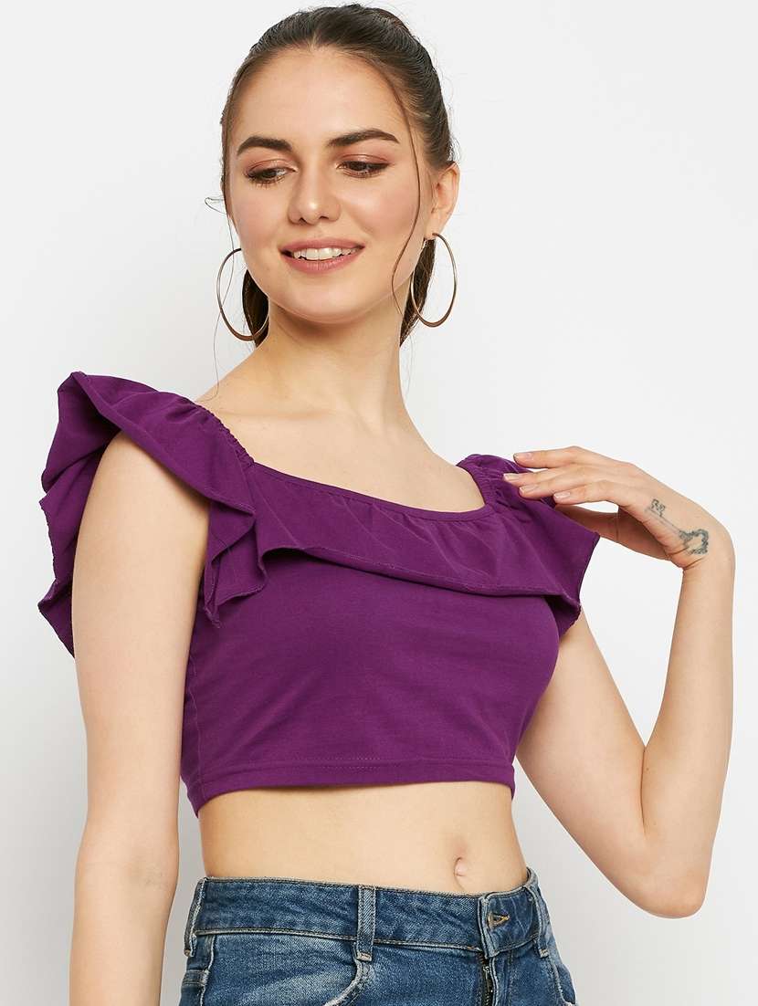 women solid sleeveless crop top - 21741076 -  Standard Image - 2