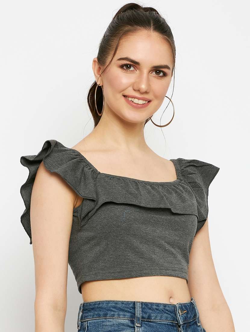 women solid sleeveless crop top - 21741080 -  Standard Image - 2