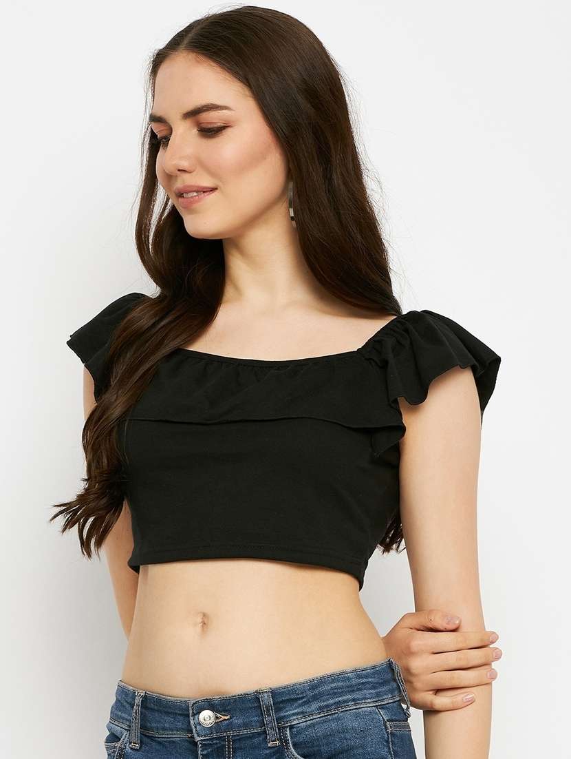 women solid sleeveless crop top - 21741081 -  Standard Image - 2