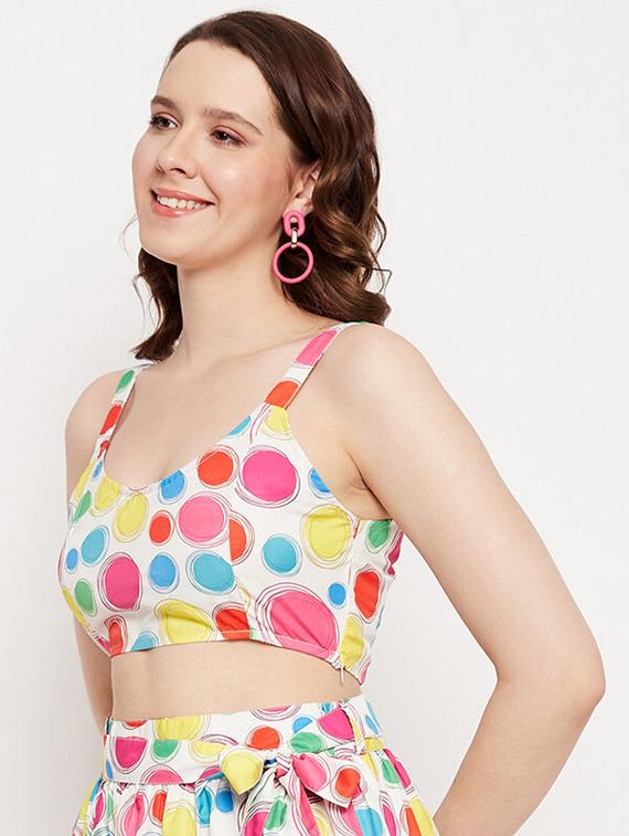 women printed sleeveless crop top - 21741082 - Standard Image - 2