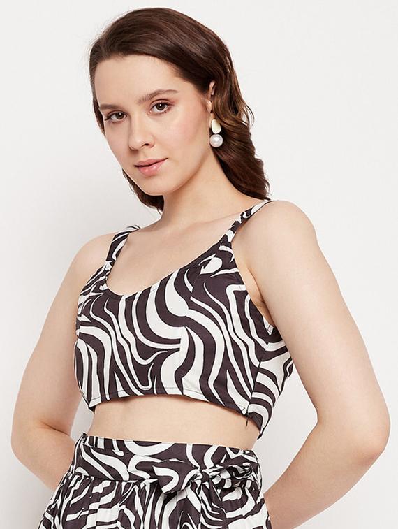 women printed sleeveless crop top - 21741084 - Standard Image - 2