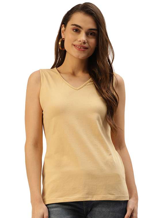 women solid v-neck top