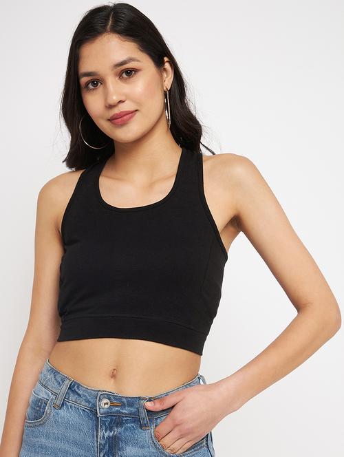 women solid sleeveless crop top - 21741123 -  Standard Image - 0