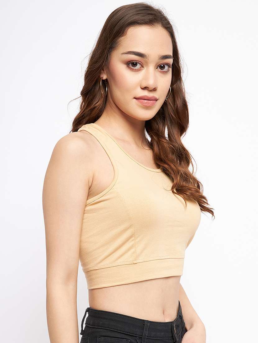 women solid sleeveless crop top - 21741124 -  Standard Image - 2