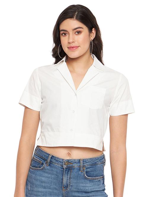 women solid shirt crop top - 21741125 -  Standard Image - 0