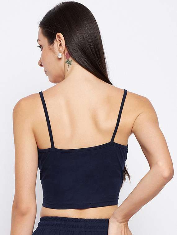 navy blue cotton blend crop top - 21741134 -  Standard Image - 2