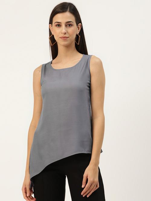 women solid sleeveless asymmetric top - 21741161 -  Standard Image - 0