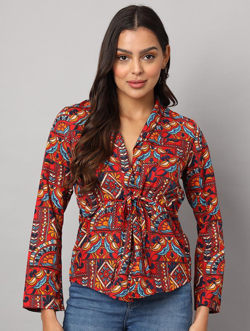 women printed long sleeve shirt top - 21741186 -  Zoom Image - 0