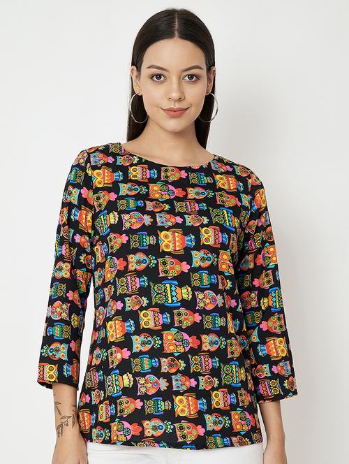 women printed three quarter sleeve top - 21741201 -  Standard Image - 0