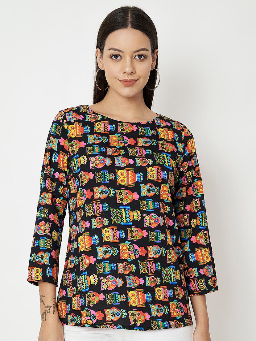 women printed three quarter sleeve top - 21741201 -  Zoom Image - 0