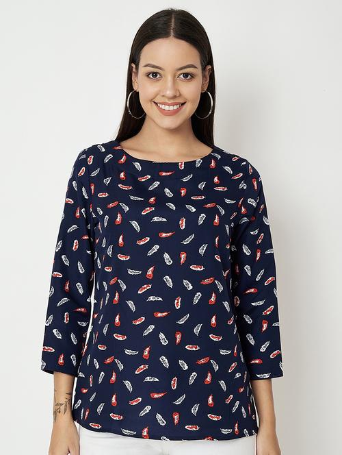 women printed three quarter sleeve top - 21741202 -  Standard Image - 0