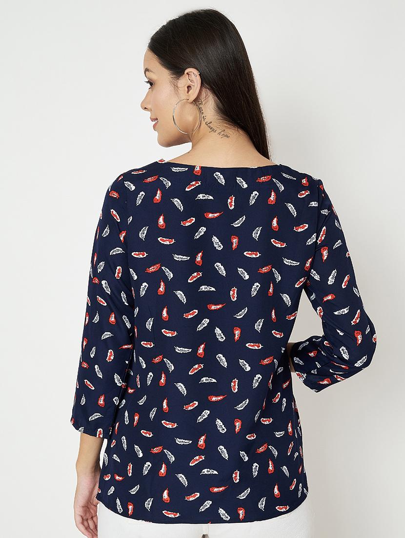 women printed three quarter sleeve top - 21741202 - Standard Image - 2