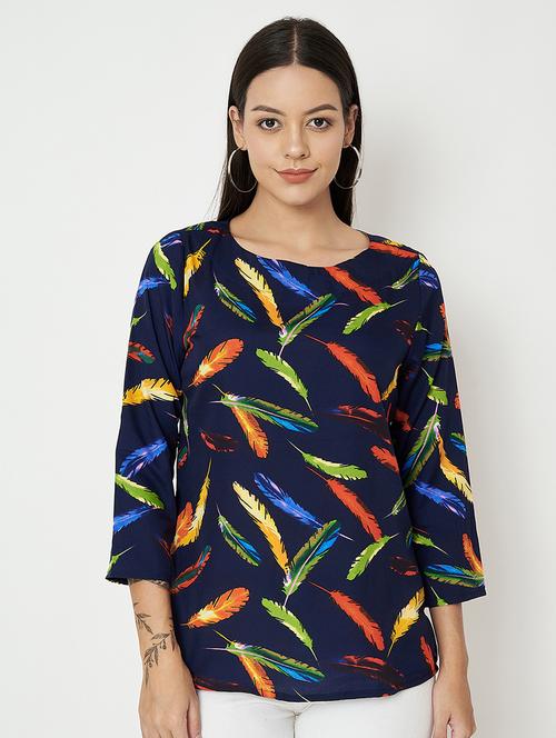 women printed three quarter sleeve top - 21741203 -  Standard Image - 0