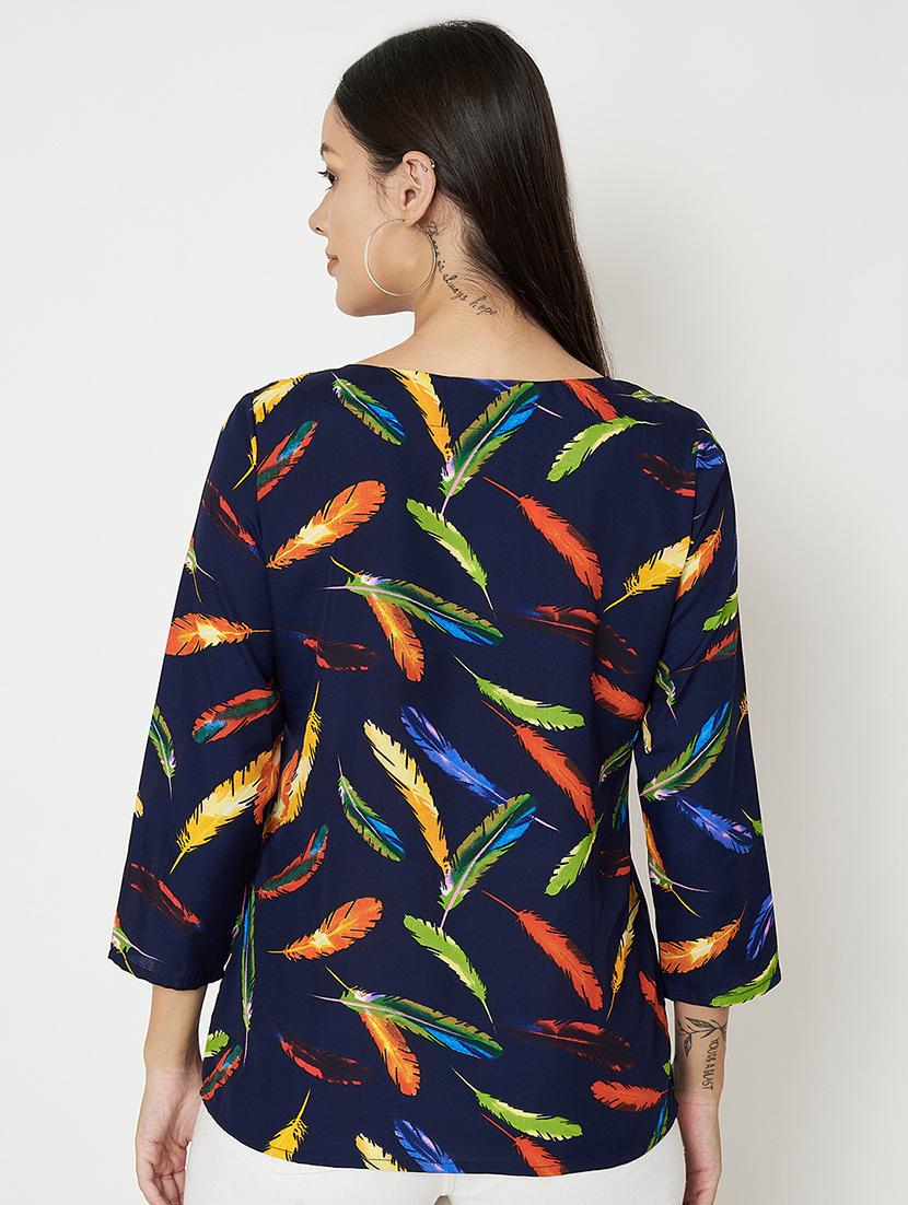 women printed three quarter sleeve top - 21741203 - Standard Image - 2