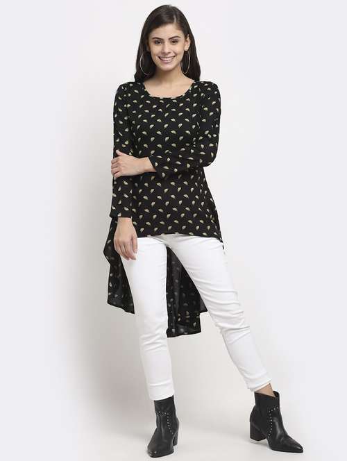women printed long sleeves high low top - 21741244 -  Standard Image - 0