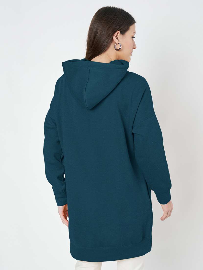 women plus size solid hooded long sleeves sweatshirt - 21741292 -  Standard Image - 2