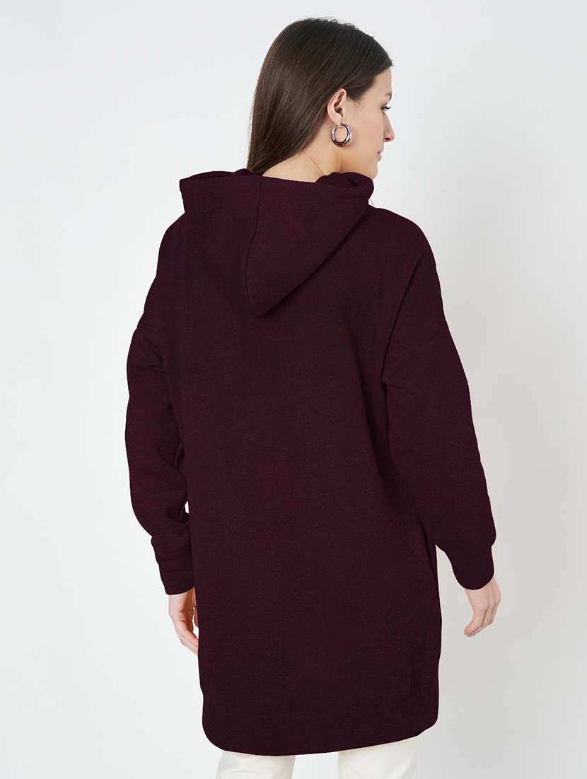 women plus size solid hooded long sleeves sweatshirt - 21741300 - Standard Image - 2