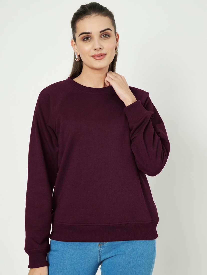women plus size solid long sleeves sweatshirt