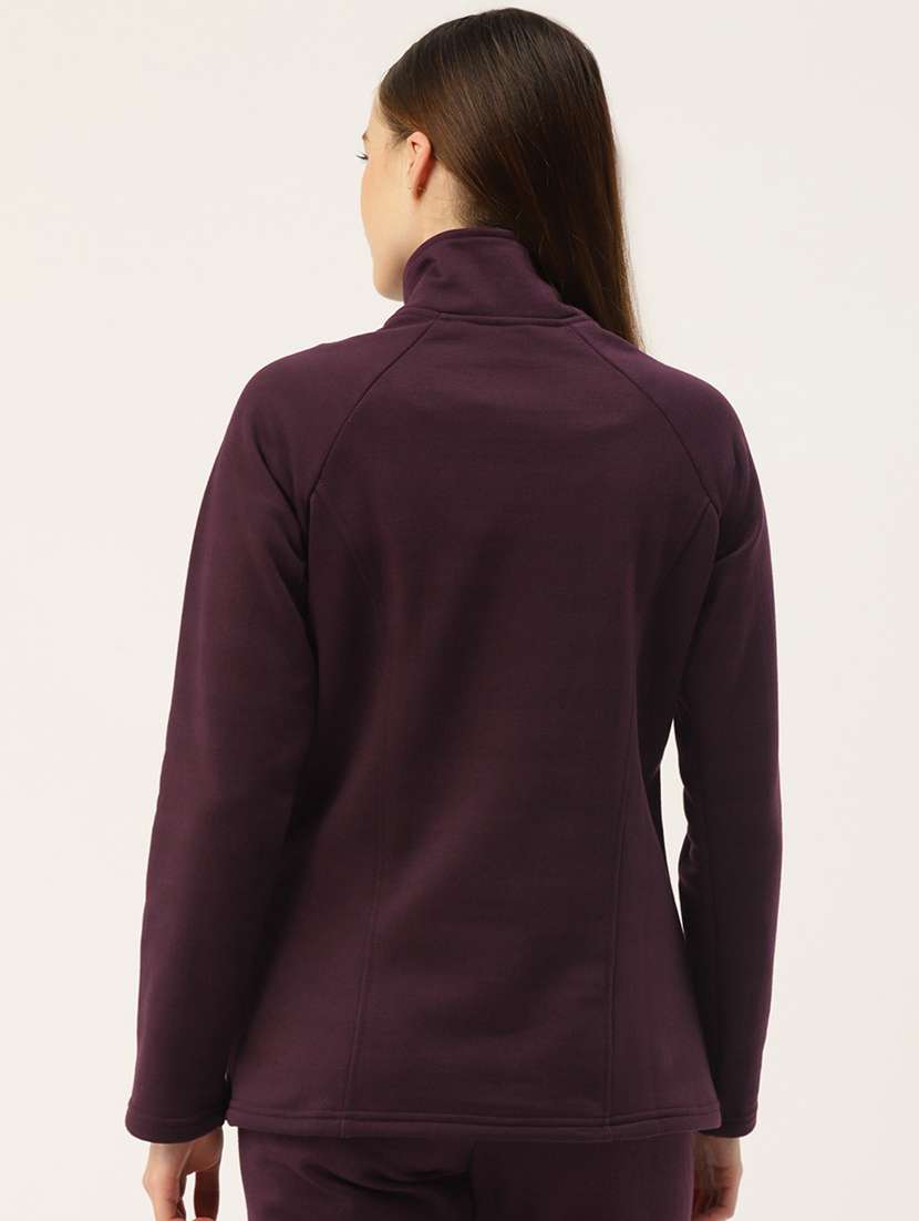 women solid stand collar long sleeves sweatshirt - 21741337 -  Standard Image - 2